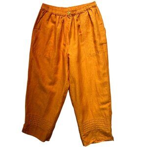 Avenue Womens Linen Blend Pull On Boho Pant Stretch Size 14/16 Orange Wide Leg